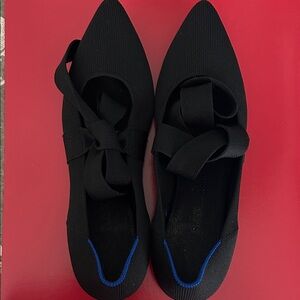 Rothy's Black Flats with Blue Accent